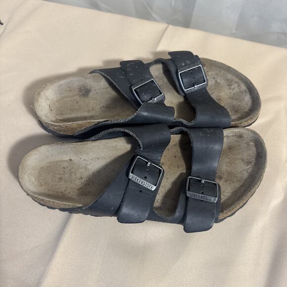 Birkenstock Arizona Men’s 11 Black Leather Double Strap Sandals EU 44 Comfort main image 4